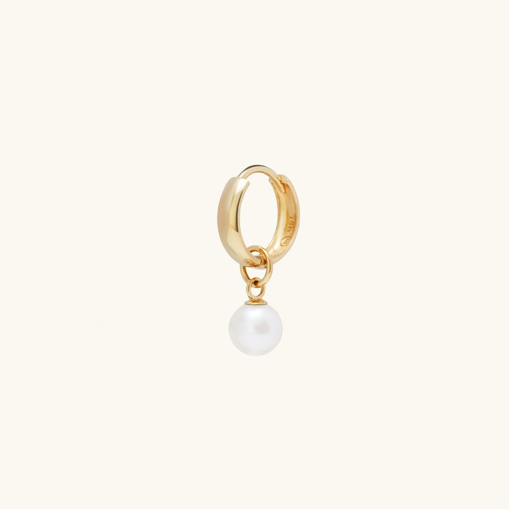 Mejuri Single Pearl Hoop Charm - 14k Yellow Gold Canada Store