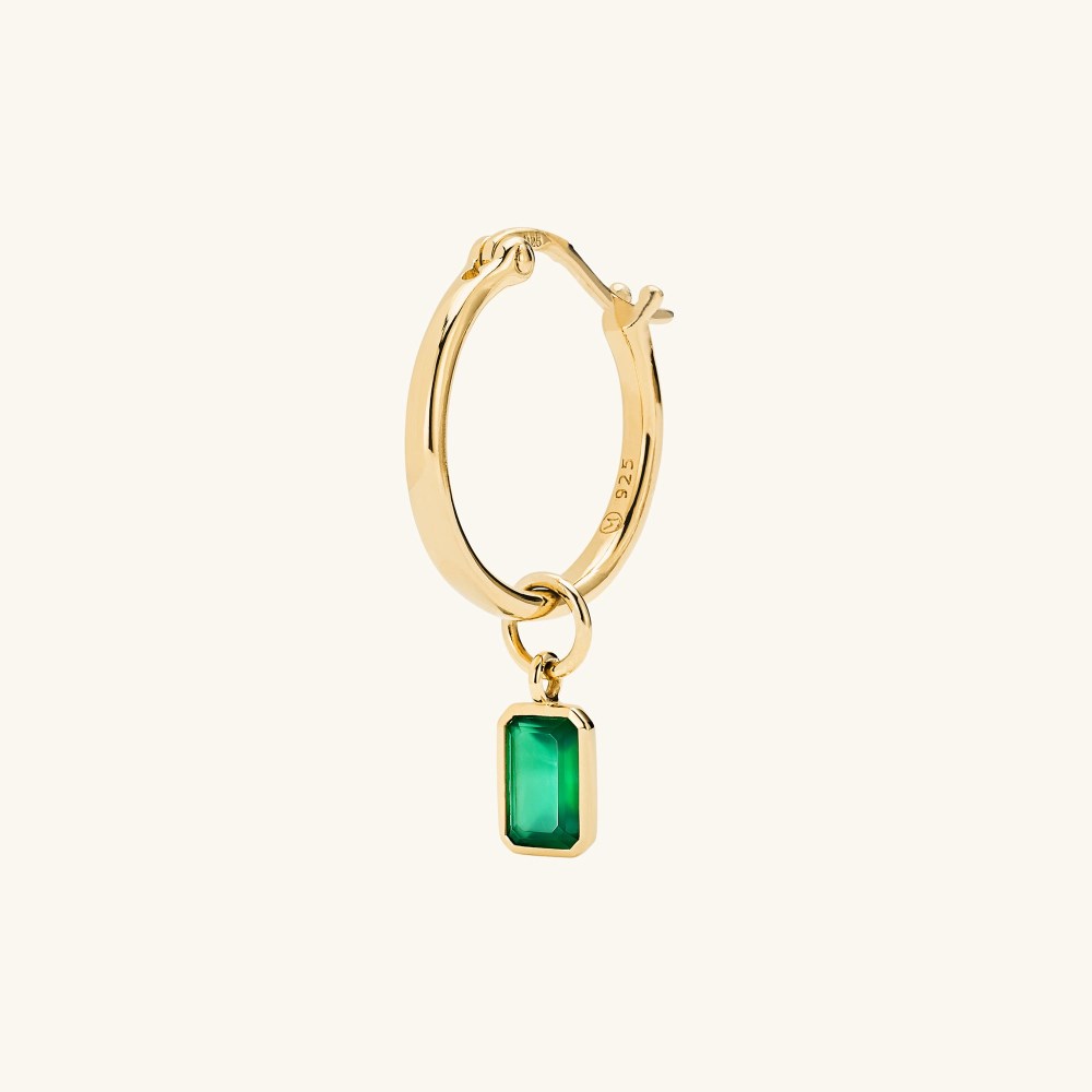 Mejuri Single Emerald Cut Gemstone Hoop Charm - 14k Yellow Gold Canada Store