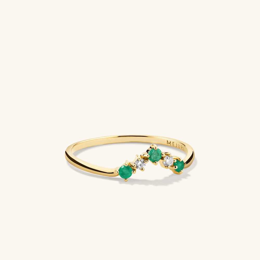 Mejuri Emerald and Diamond Wishbone Ring - 14k Yellow Gold Canada Store
