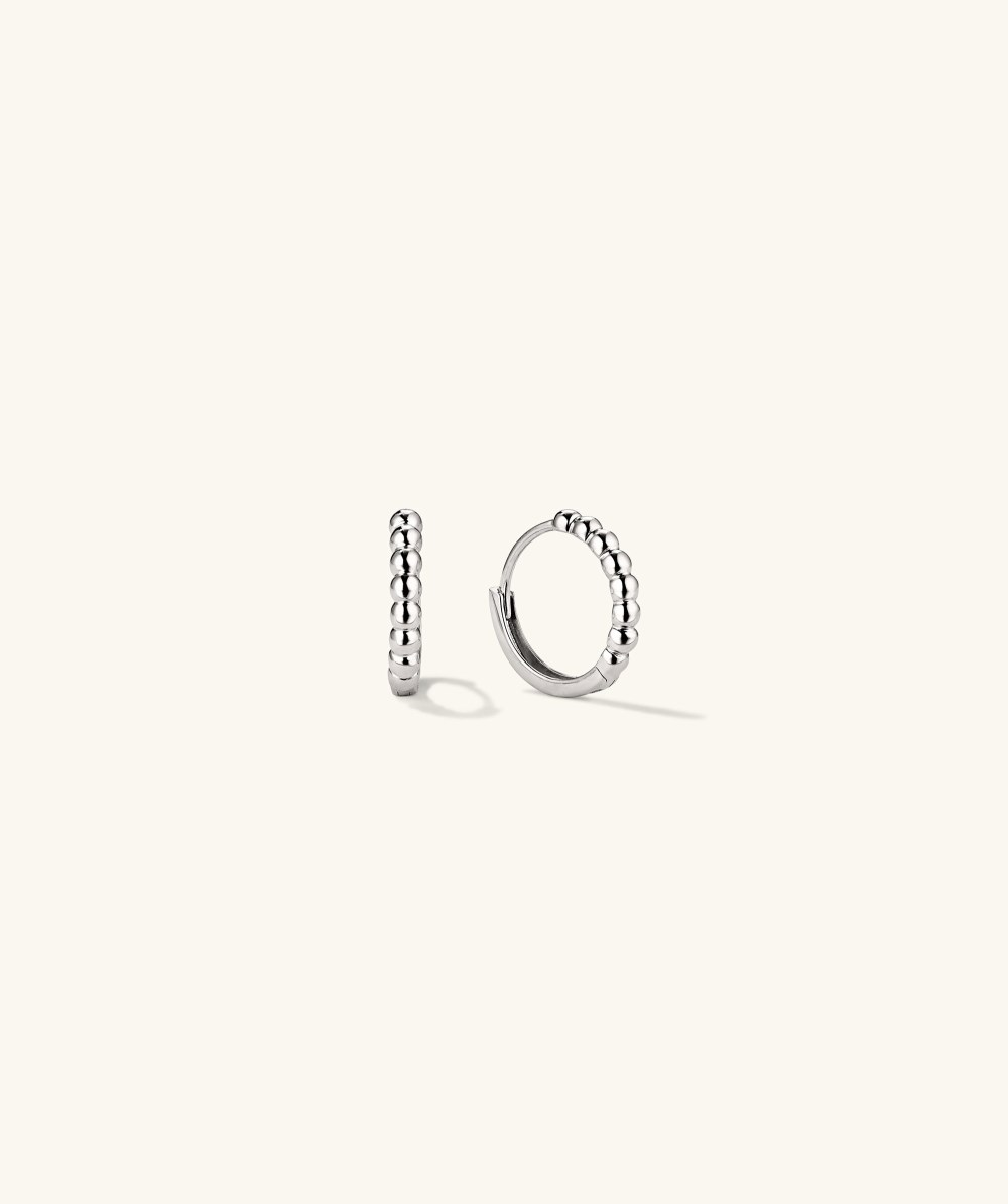 Mejuri Beaded Huggie Hoops - 14k White Gold Canada Store