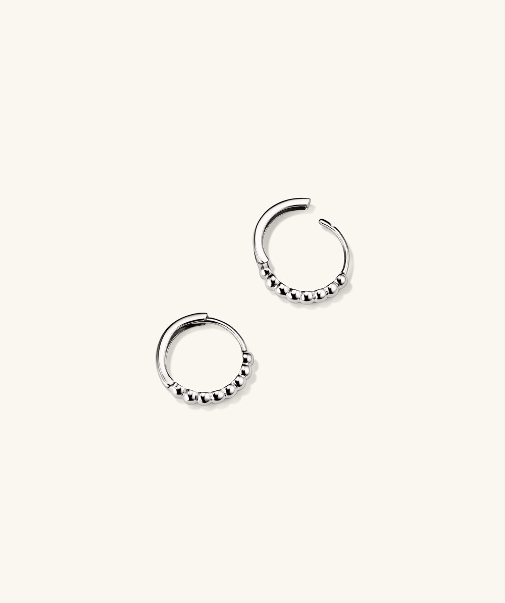 Mejuri Beaded Huggie Hoops - 14k White Gold Canada Store