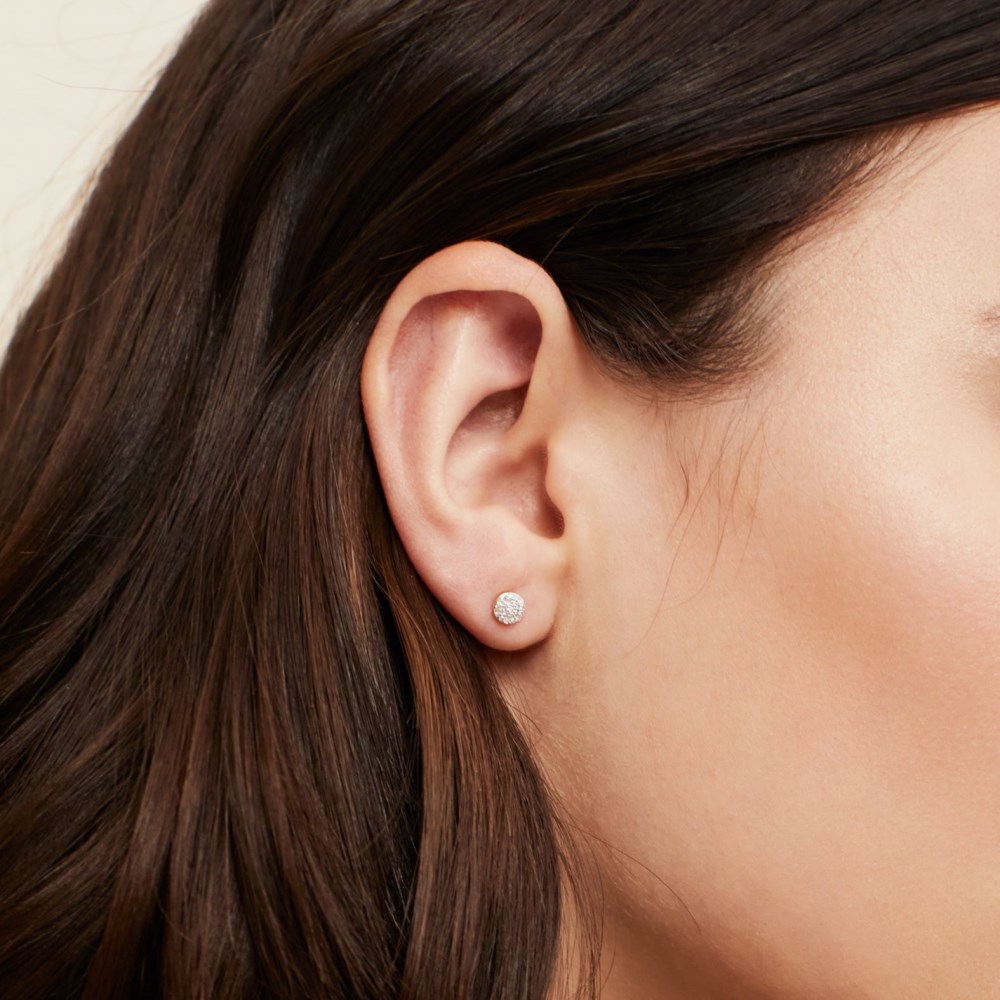 Mejuri Pavﾨﾦ Diamond Round Studs - 14k Yellow Gold Canada Store