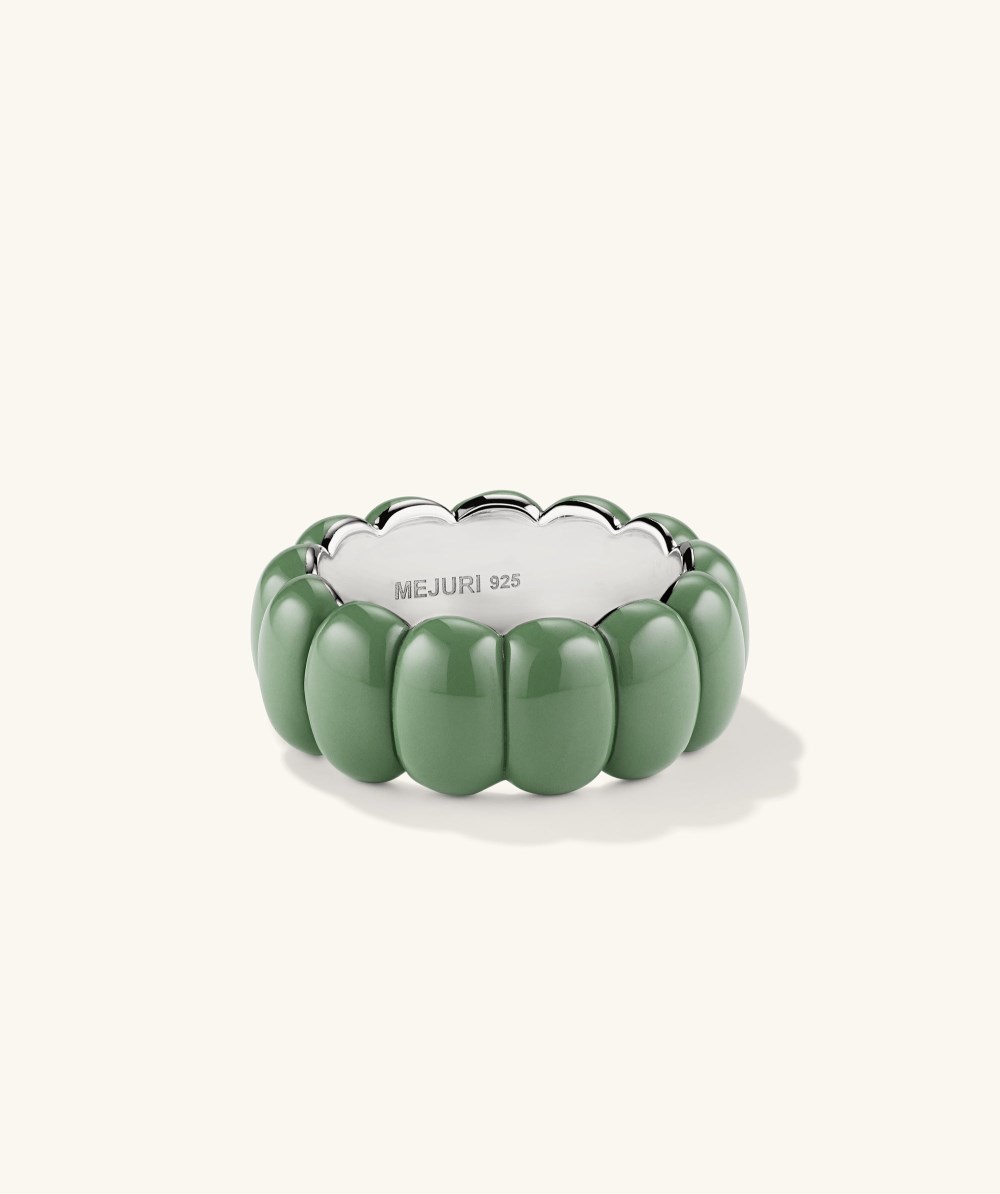 Mejuri Puffy Charlotte Enamel Ring - Sterling Silver, Moss Enamel Canada Store