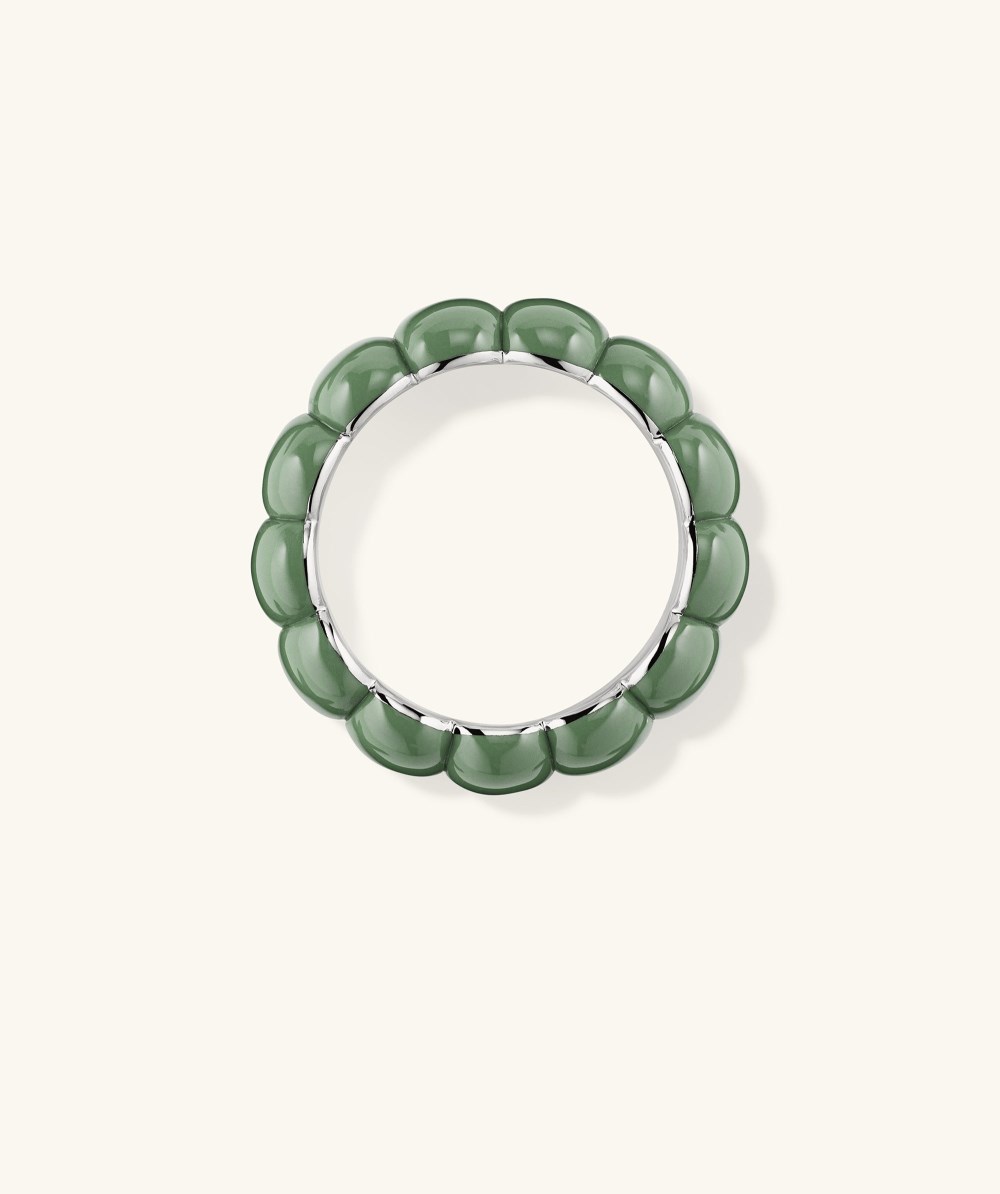 Mejuri Puffy Charlotte Enamel Ring - Sterling Silver, Moss Enamel Canada Store