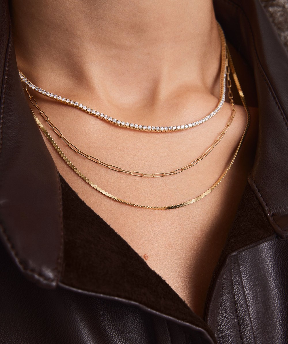 Mejuri Lab Grown Diamond Tennis Necklace 1.8mm - 14k Yellow Gold Canada Store