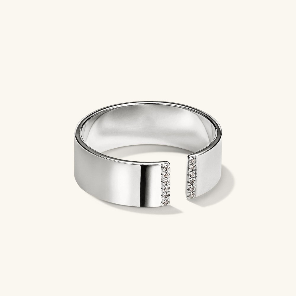 Mejuri Beam Pavﾨﾦ Diamond Open Cigar Band - 14k White Gold Canada Store