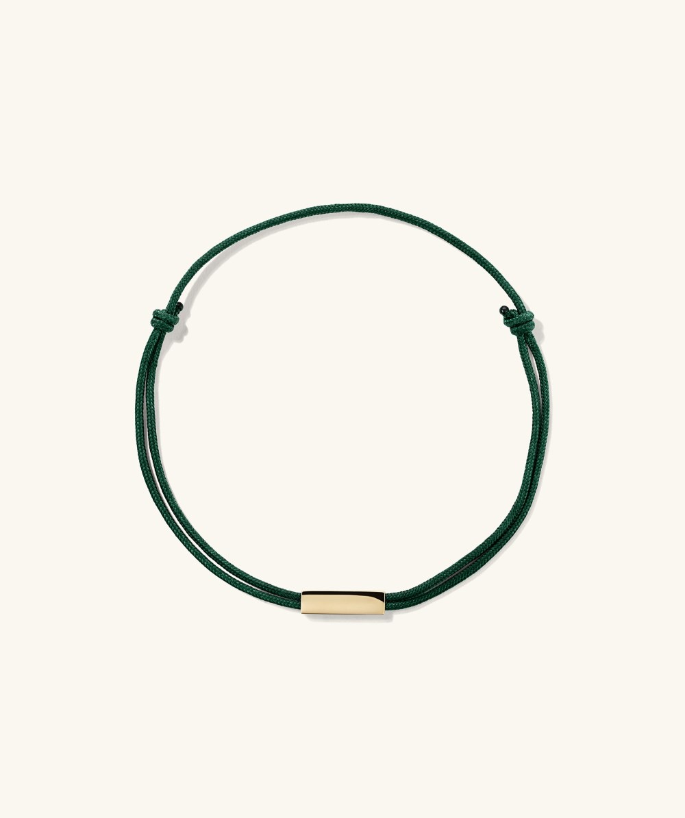 Mejuri Bar Cord Bracelet - 14k Yellow Gold, Green Cord Canada Store