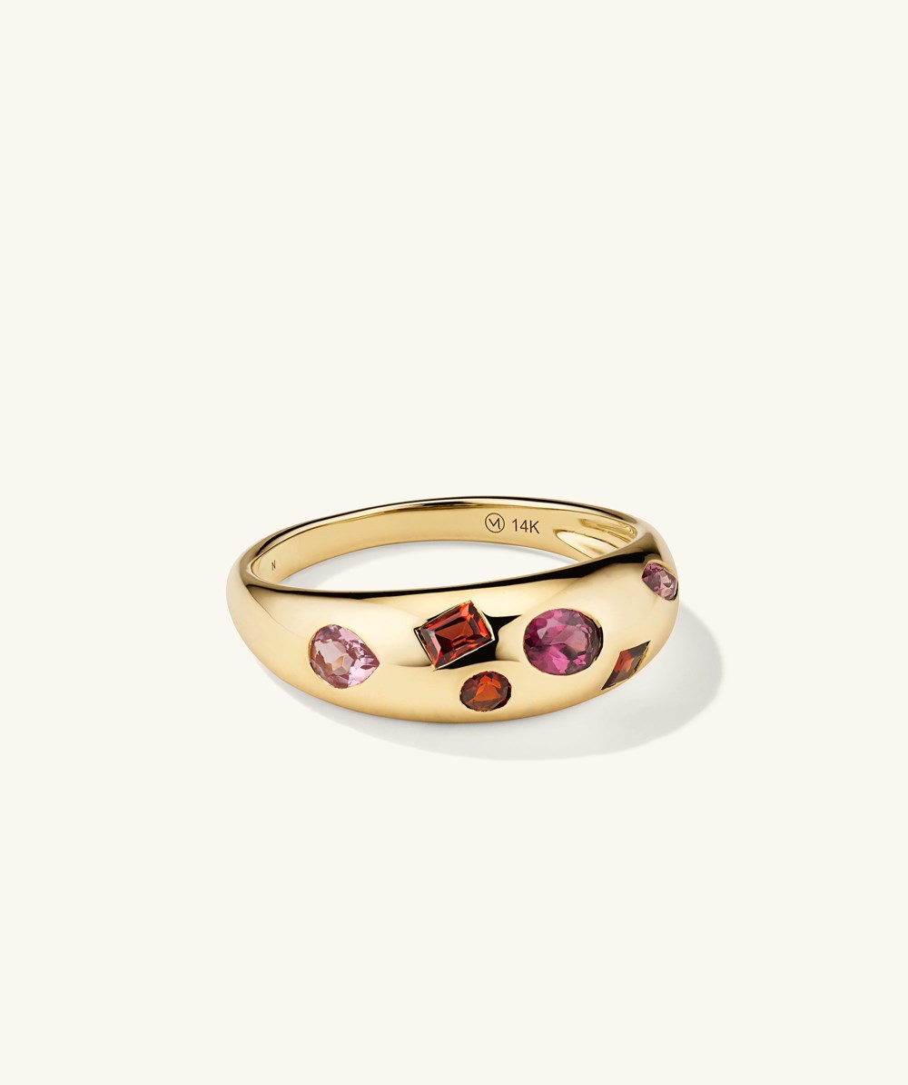 Mejuri Mosaic Gemstone D?me Ring - 14k Yellow Gold Canada Store