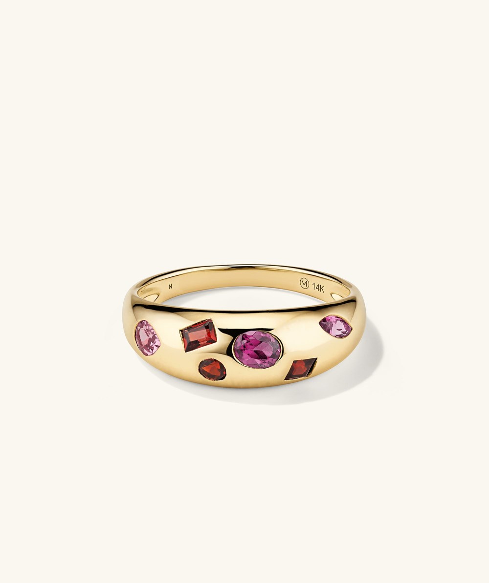 Mejuri Mosaic Gemstone D?me Ring - 14k Yellow Gold Canada Store