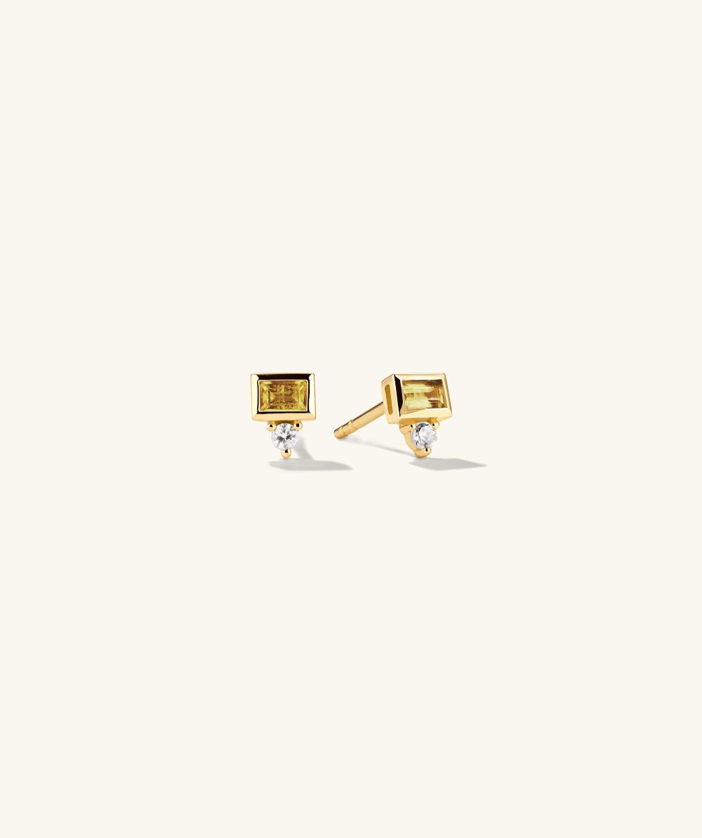 Mejuri Baguette Duo Studs - 14k Yellow Gold Canada Store