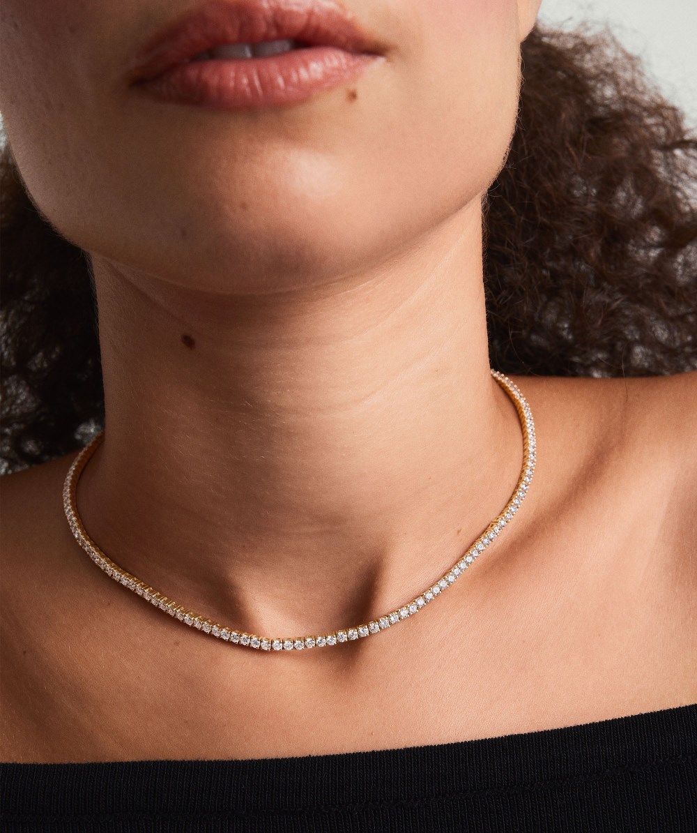 Mejuri Lab Grown Diamond Tennis Necklace 2.5mm - 14k Yellow Gold Canada Store