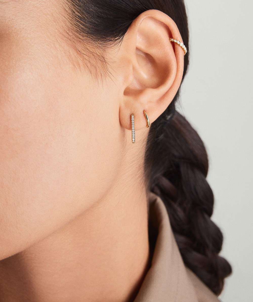 Mejuri Pavﾨﾦ Diamond Small U Hoops - 14k Yellow Gold Canada Store