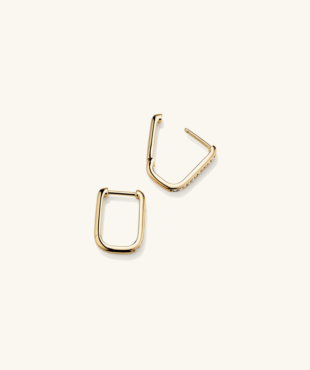 Mejuri Pavﾨﾦ Diamond Small U Hoops - 14k Yellow Gold Canada Store