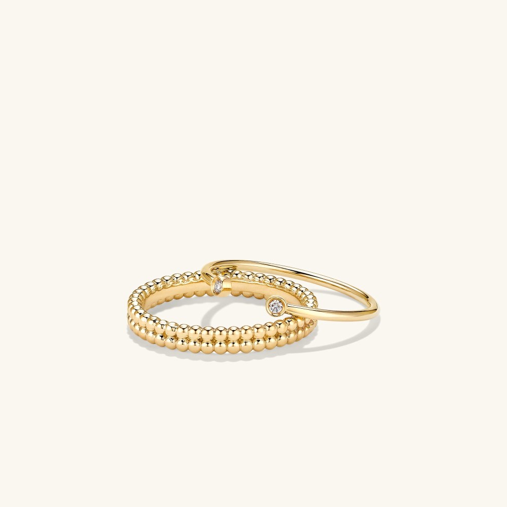 Mejuri Duo Beaded Stacker Ring - Gold Vermeil Canada Store