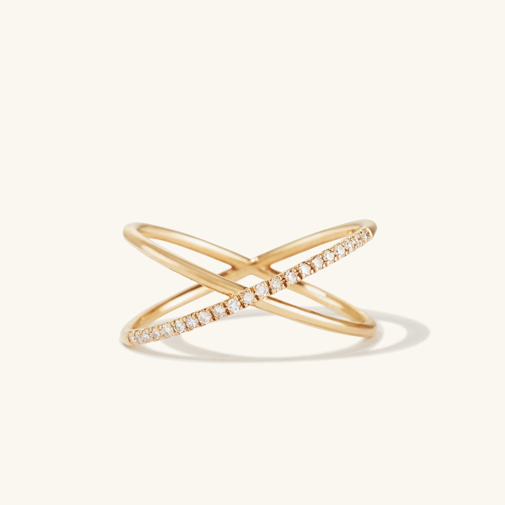 Mejuri Pavﾨﾦ Diamond X Ring - 14k Yellow Gold Canada Store