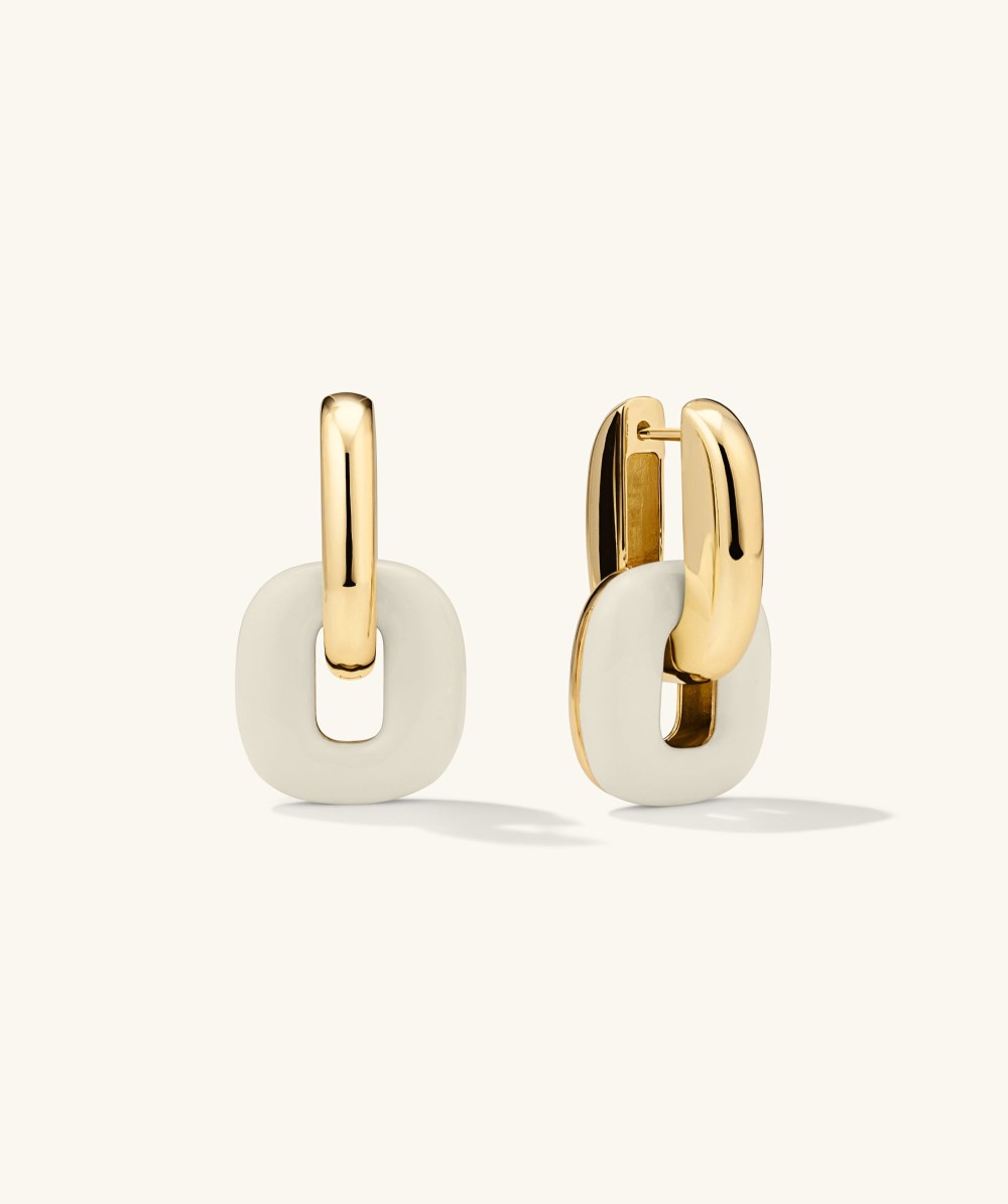 Mejuri Stevie Hoops - Gold Vermeil, Cream Enamel Canada Store