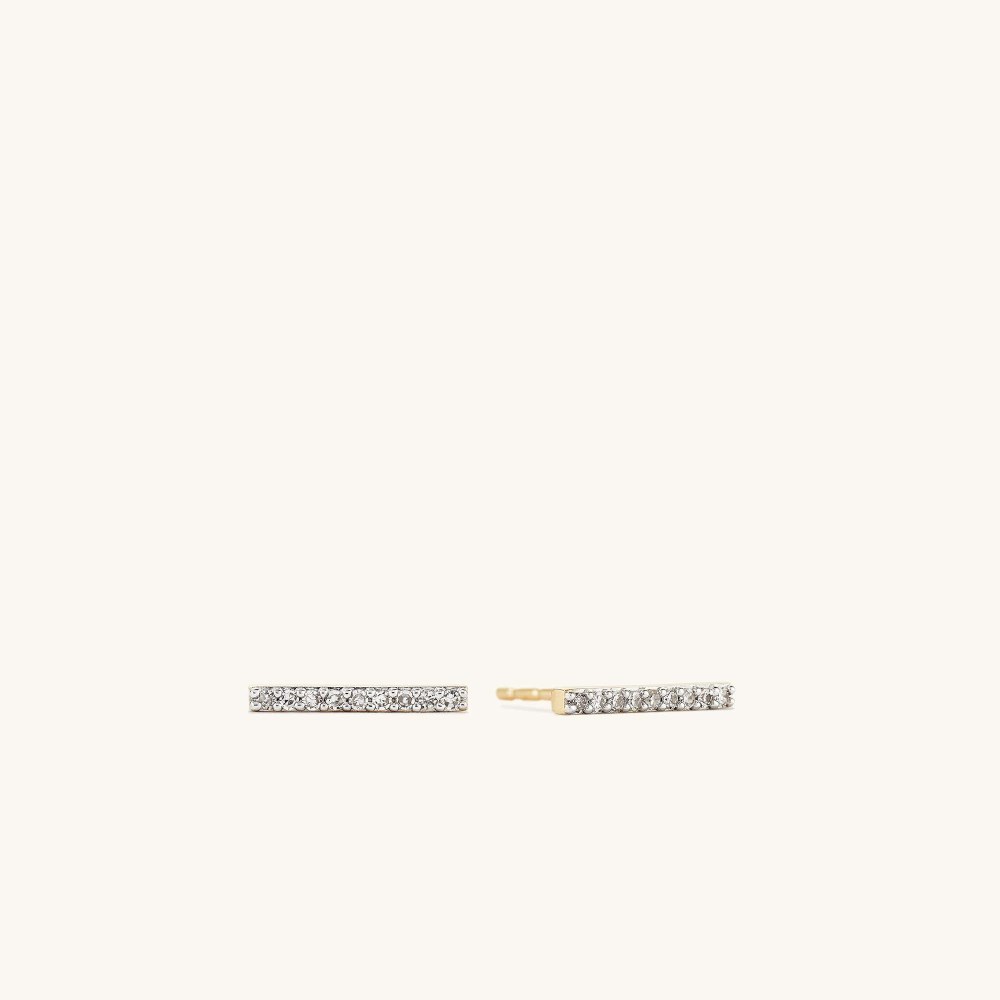 Mejuri Pavﾨﾦ Diamonds Long Bar Studs - 14k Yellow Gold Canada Store