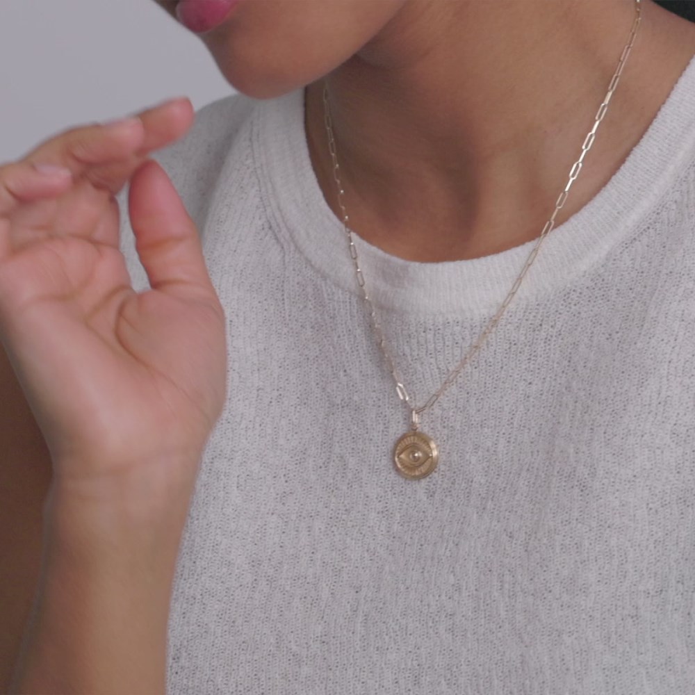 Mejuri Courage: Evil Eye Coin Charm Pendant - 14k Yellow Gold Canada Store