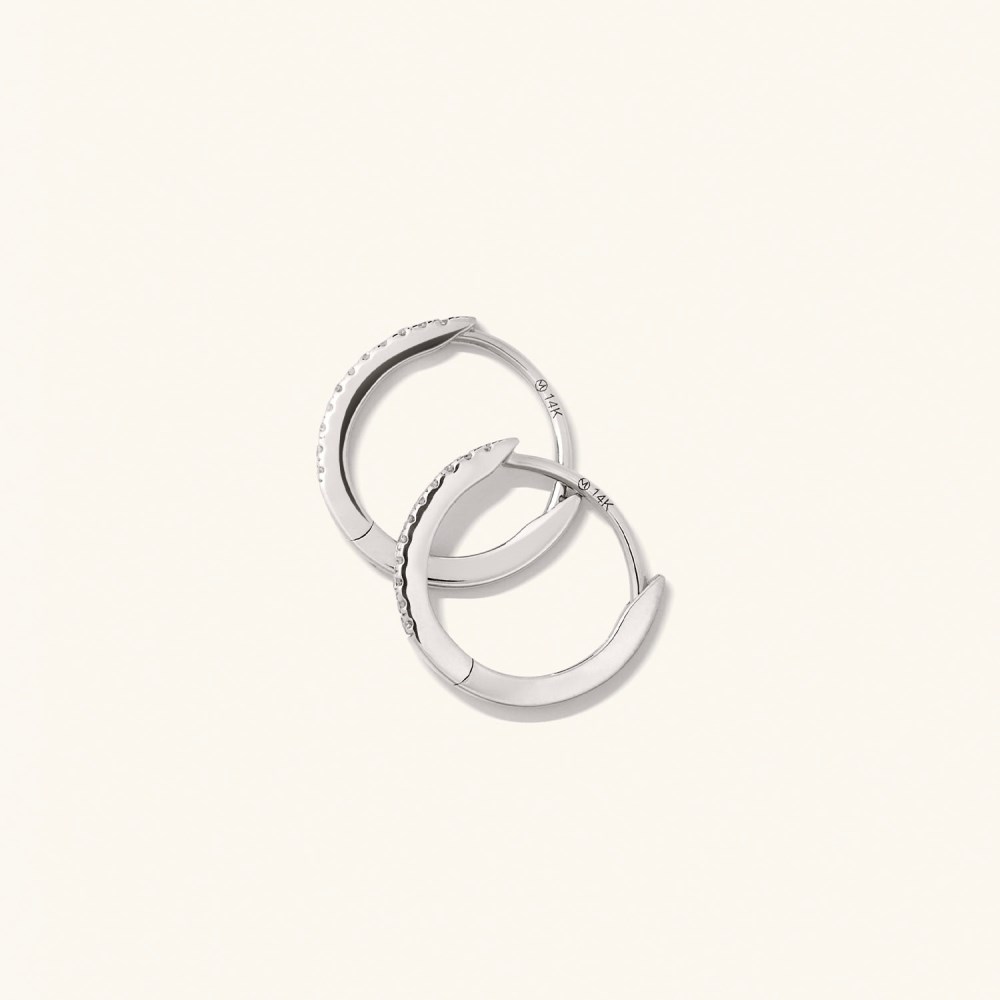 Mejuri Pavﾨﾦ Diamond Huggie Hoops - 14k White Gold Canada Store