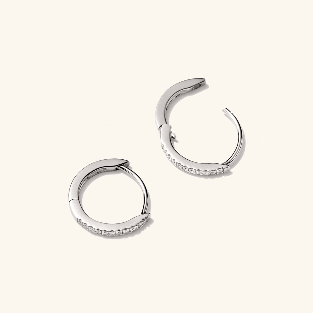 Mejuri Pavﾨﾦ Diamond Huggie Hoops - 14k White Gold Canada Store