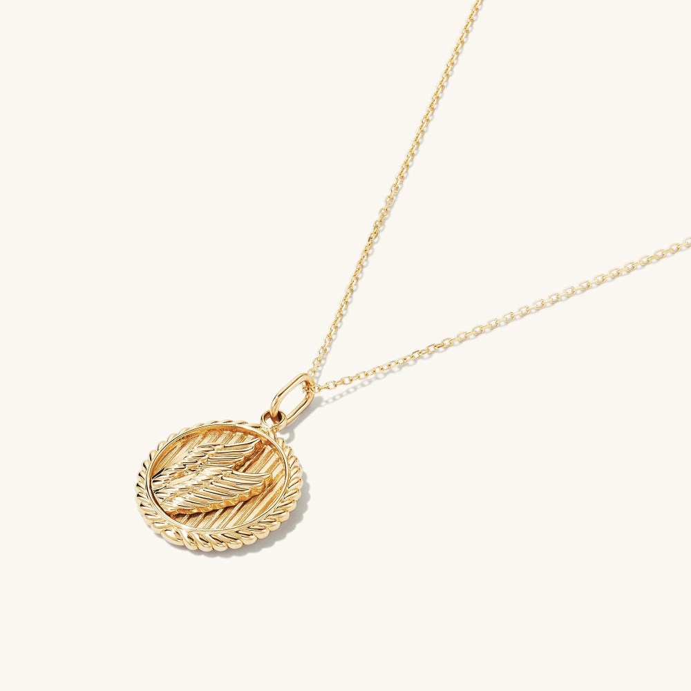 Mejuri Victory: Winged Coin Charm Pendant - 14k Yellow Gold Canada Store