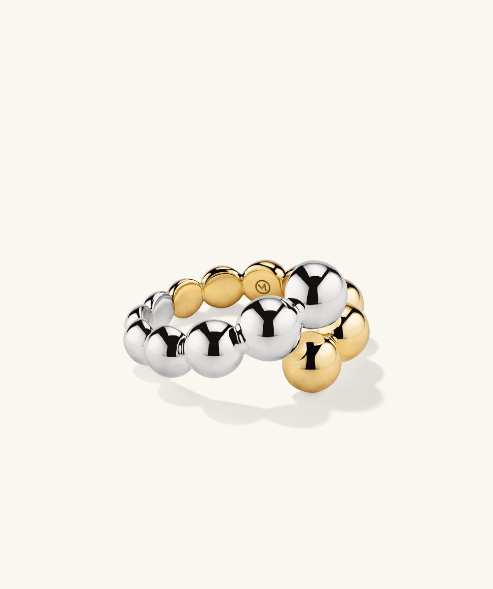 Mejuri Bubble Sphere Mixed Bypass Ring - Sterling Silver, Gold Vermeil Canada Store