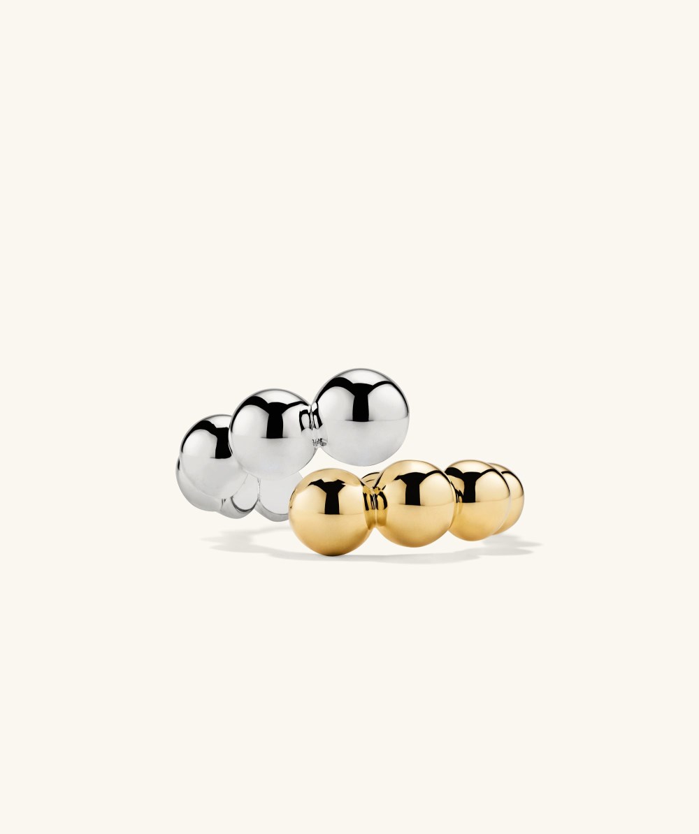 Mejuri Bubble Sphere Mixed Bypass Ring - Sterling Silver, Gold Vermeil Canada Store