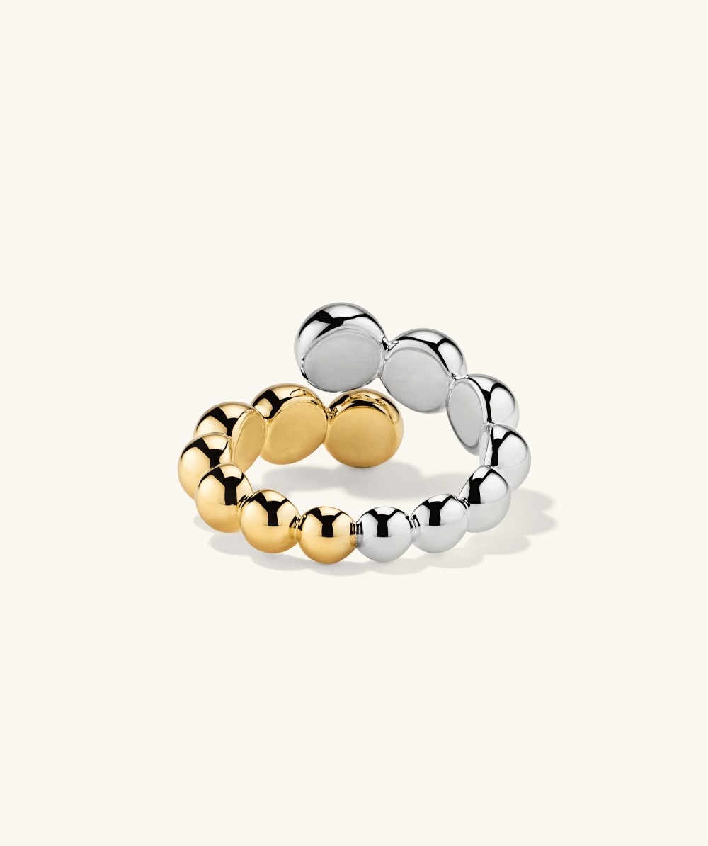 Mejuri Bubble Sphere Mixed Bypass Ring - Sterling Silver, Gold Vermeil Canada Store