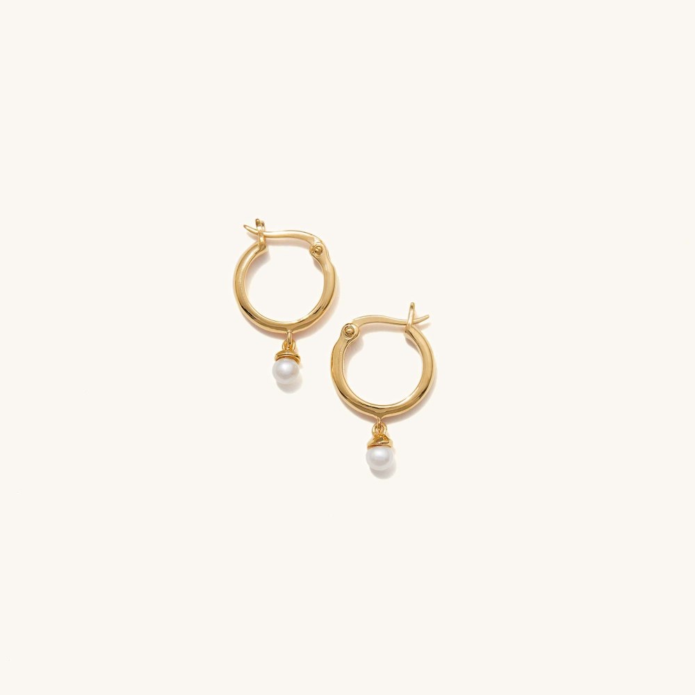 Mejuri Pearl Hoops - Gold Vermeil Canada Store