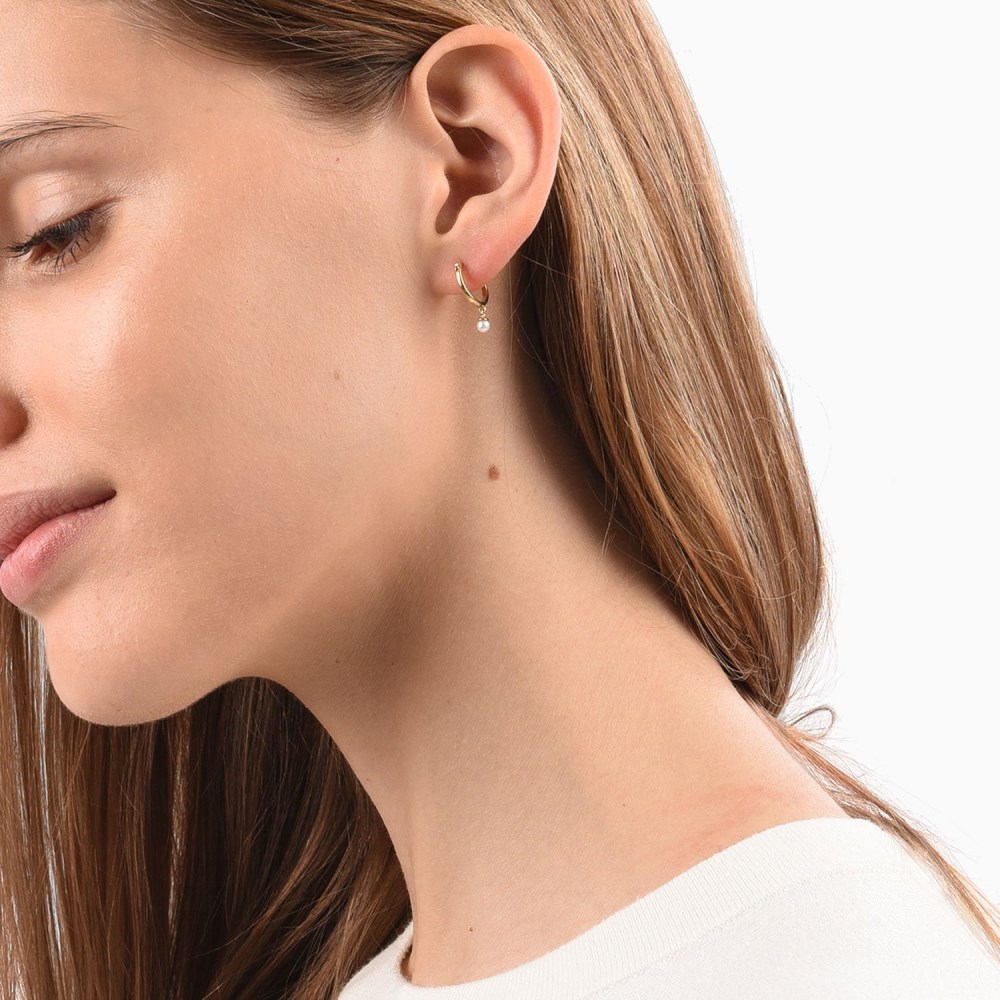 Mejuri Pearl Hoops - Gold Vermeil Canada Store