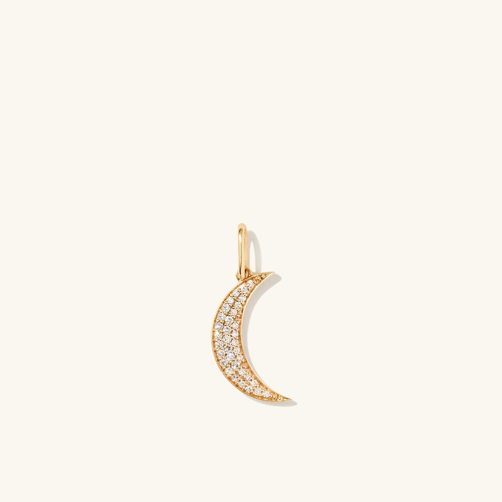 Mejuri Pavﾨﾦ Diamond Moon Charm - 14k Yellow Gold Canada Store