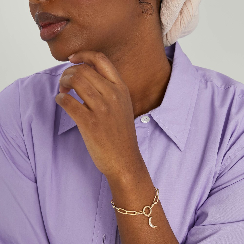 Mejuri Pavﾨﾦ Diamond Moon Charm - 14k Yellow Gold Canada Store