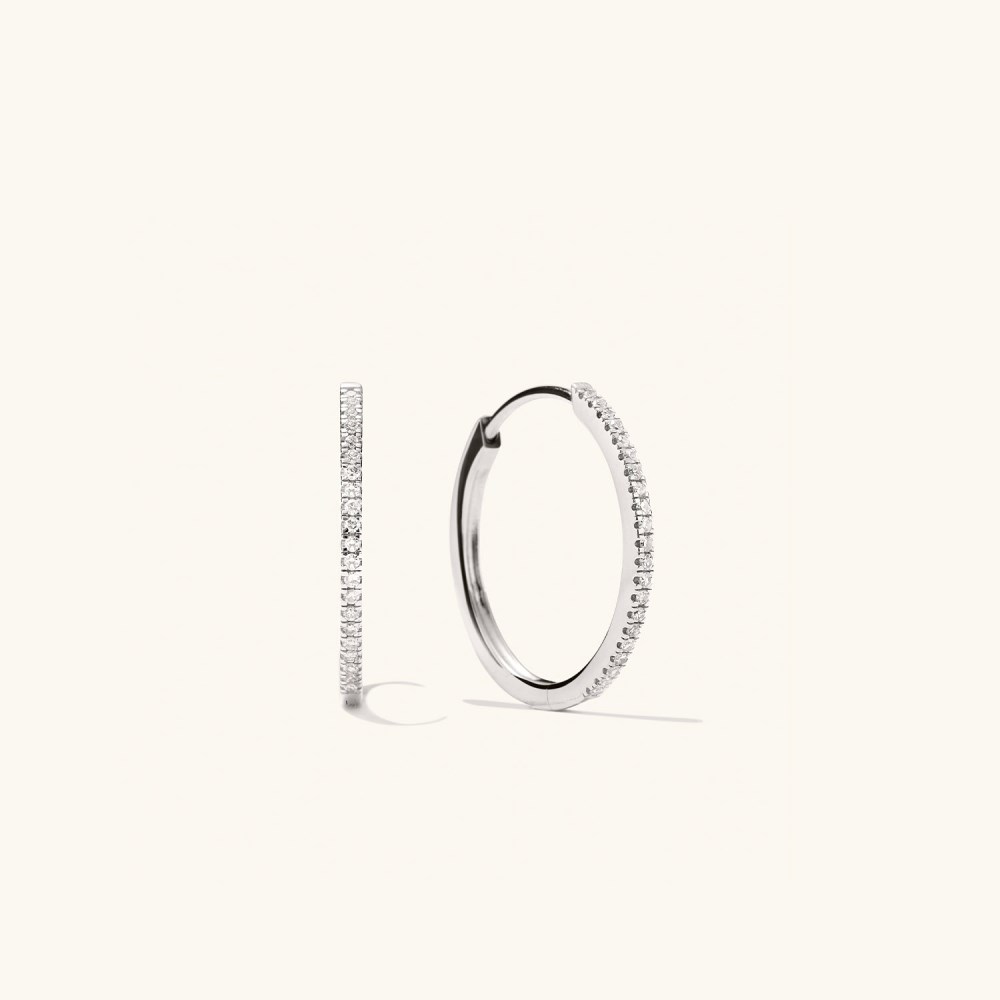 Mejuri Pavﾨﾦ Diamond Medium Hoops - 14k White Gold Canada Store