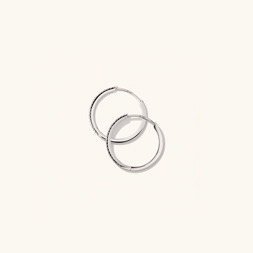 Mejuri Pavﾨﾦ Diamond Medium Hoops - 14k White Gold Canada Store