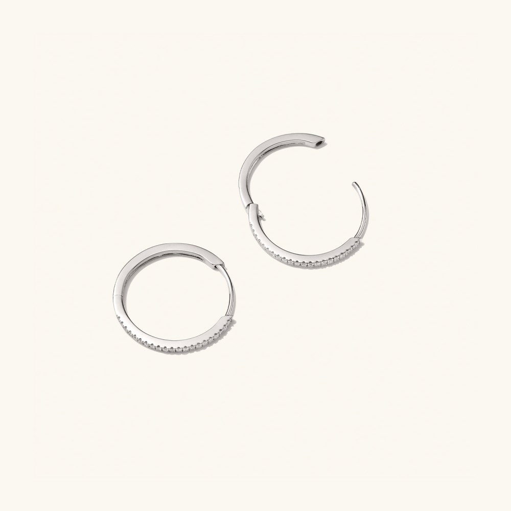Mejuri Pavﾨﾦ Diamond Medium Hoops - 14k White Gold Canada Store