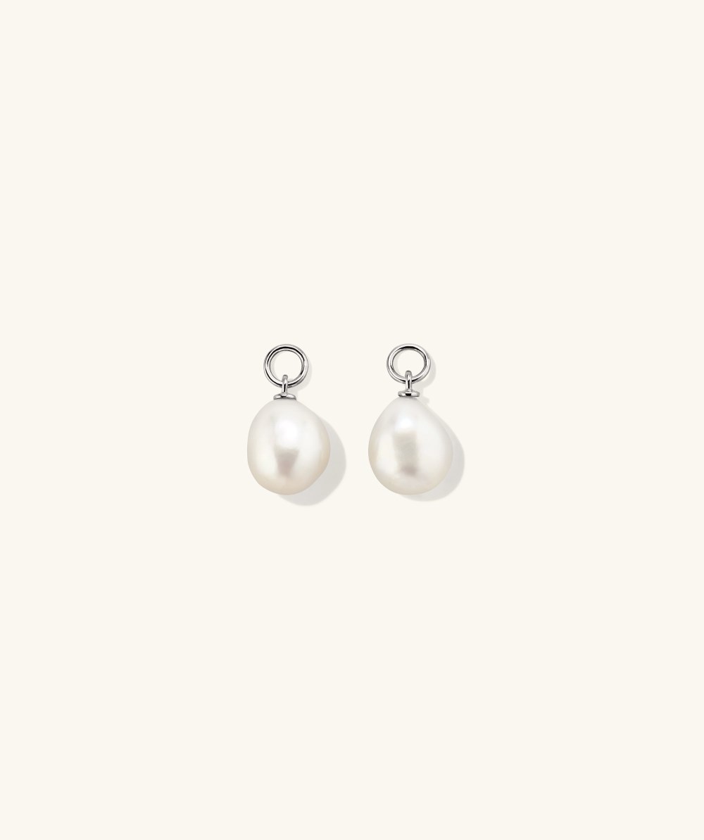 Mejuri Organic Pearl Hoop Charms - Sterling Silver Canada Store