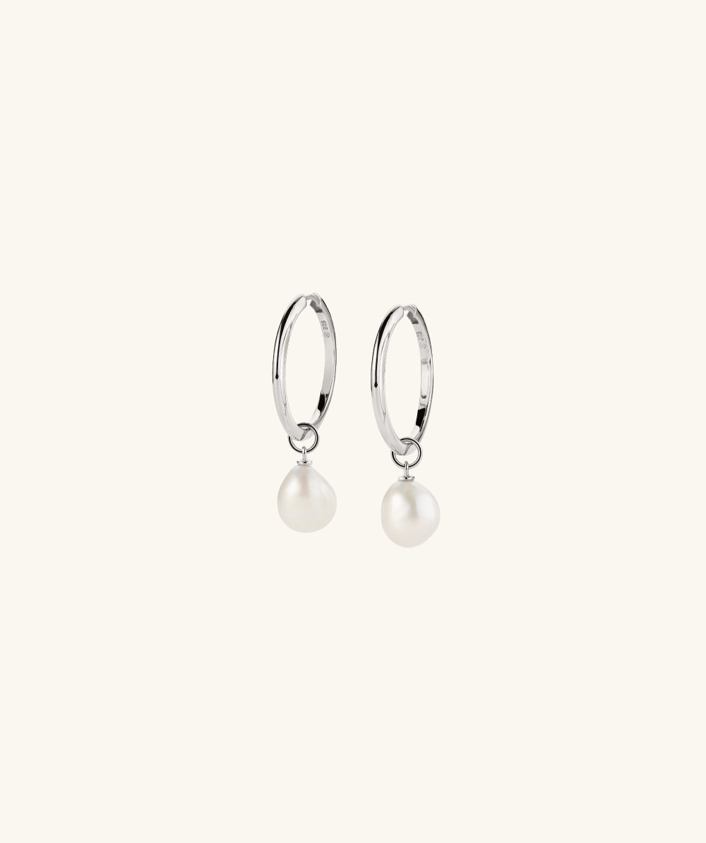 Mejuri Organic Pearl Hoop Charms - Sterling Silver Canada Store