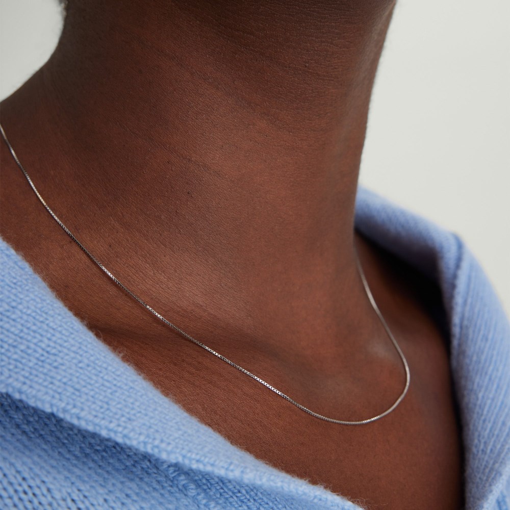 Mejuri Baby Box Chain Necklace - 14k White Gold Canada Store