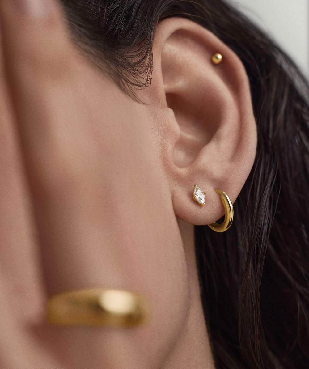 Mejuri Lab Grown Sapphire Marquise Cut Studs - Gold Vermeil Canada Store