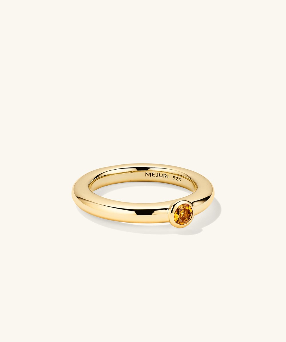 Mejuri Round Gemstone Stacker Ring - Gold Vermeil Canada Store