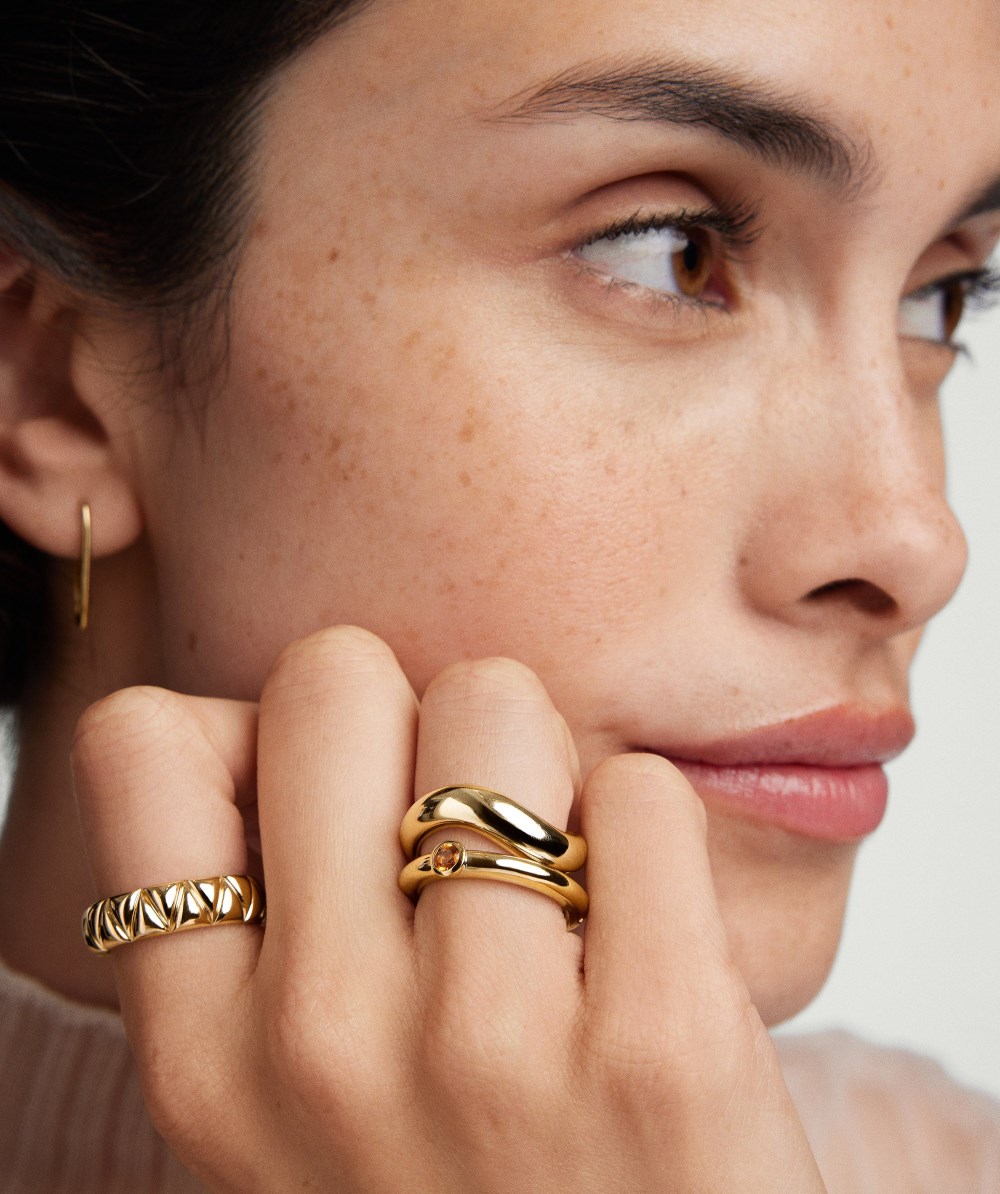 Mejuri Round Gemstone Stacker Ring - Gold Vermeil Canada Store