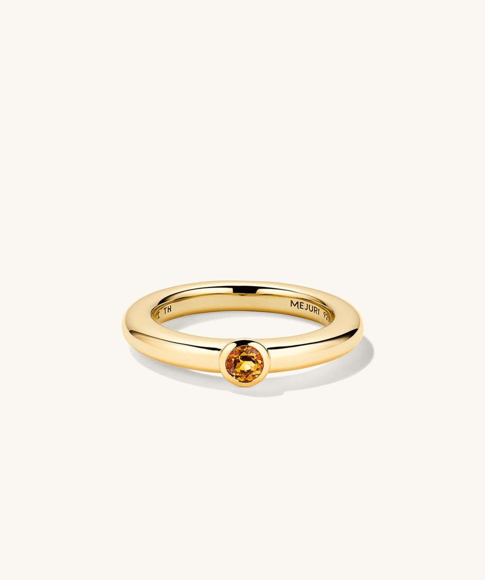 Mejuri Round Gemstone Stacker Ring - Gold Vermeil Canada Store
