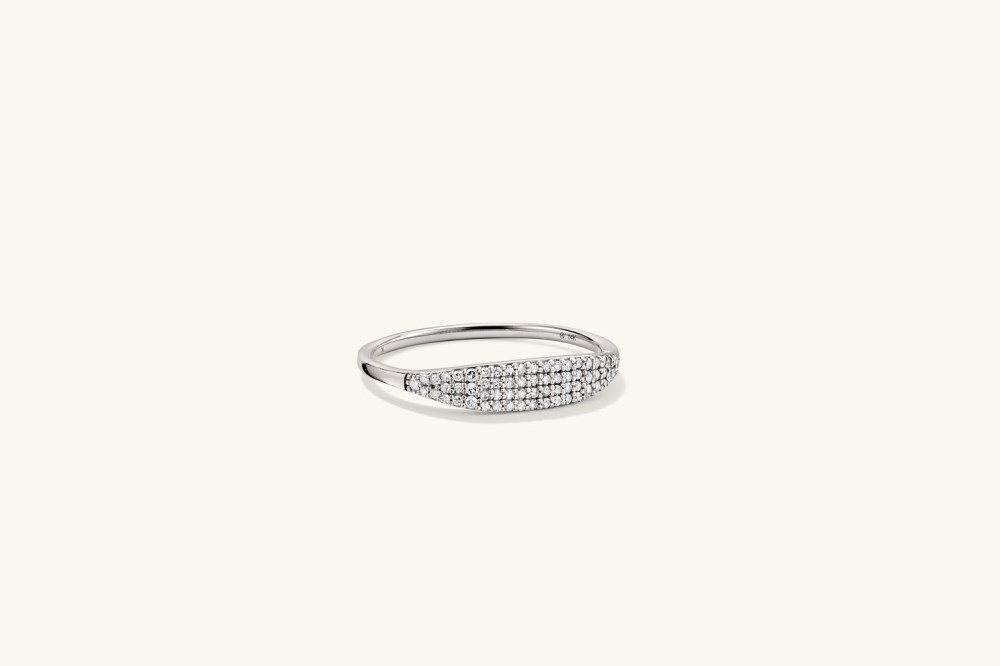 Mejuri Pavﾨﾦ Diamond Slim Signet - 14k White Gold Canada Store