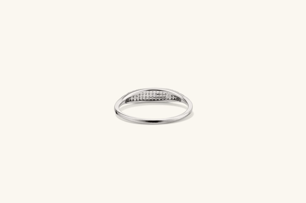 Mejuri Pavﾨﾦ Diamond Slim Signet - 14k White Gold Canada Store