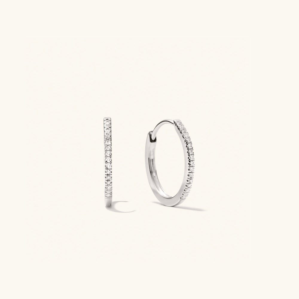 Mejuri Pavﾨﾦ Diamond Small Hoops - 14k White Gold Canada Store