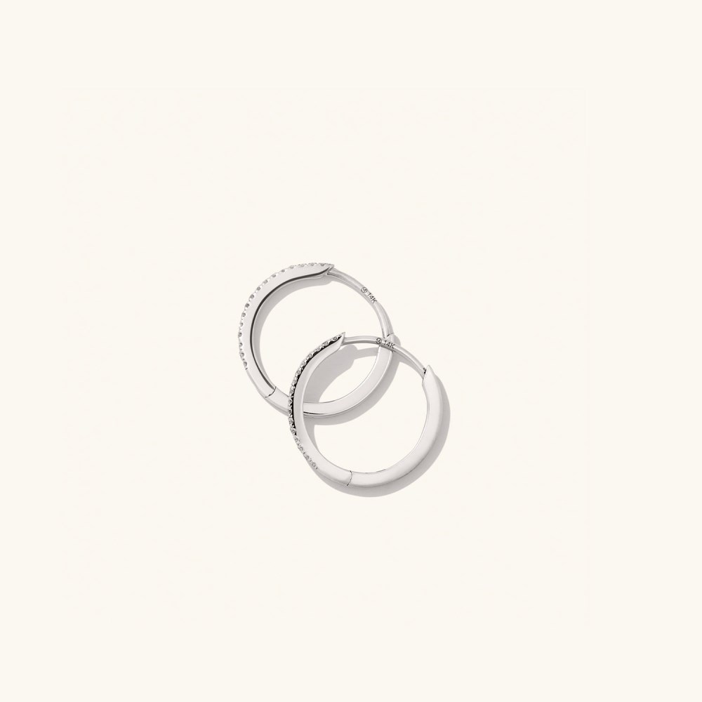 Mejuri Pavﾨﾦ Diamond Small Hoops - 14k White Gold Canada Store