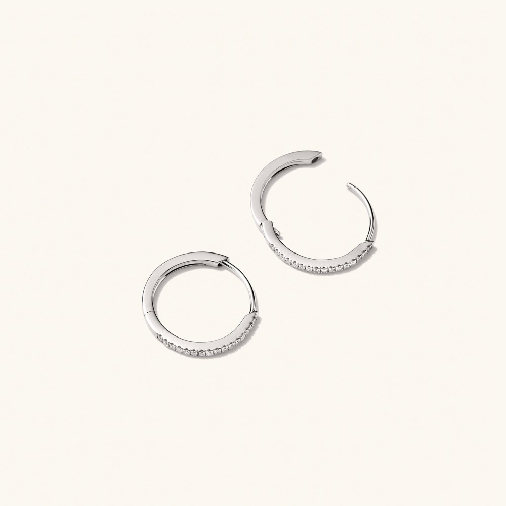 Mejuri Pavﾨﾦ Diamond Small Hoops - 14k White Gold Canada Store