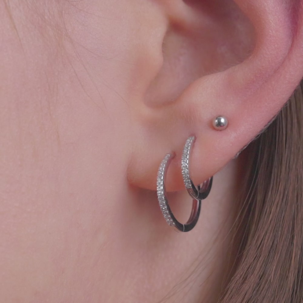 Mejuri Pavﾨﾦ Diamond Small Hoops - 14k White Gold Canada Store