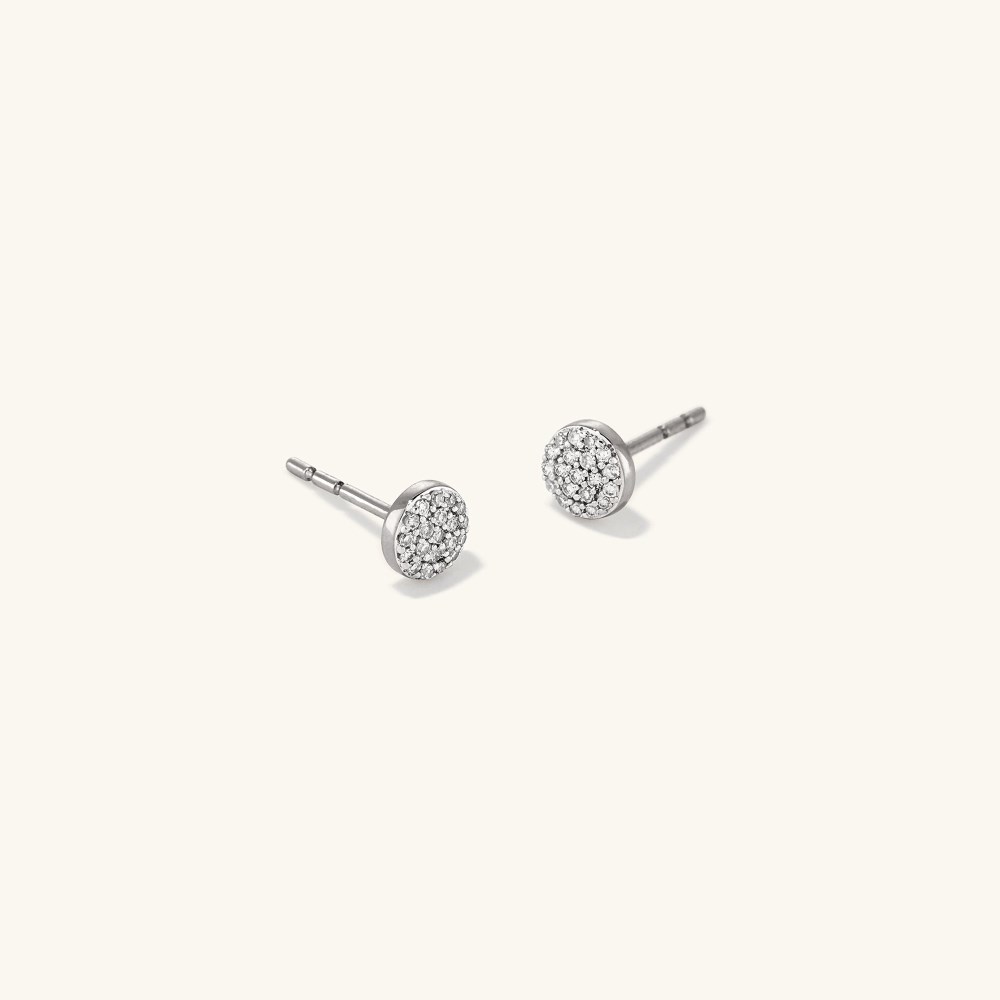 Mejuri Pavﾨﾦ Diamond Round Studs - 14k White Gold Canada Store