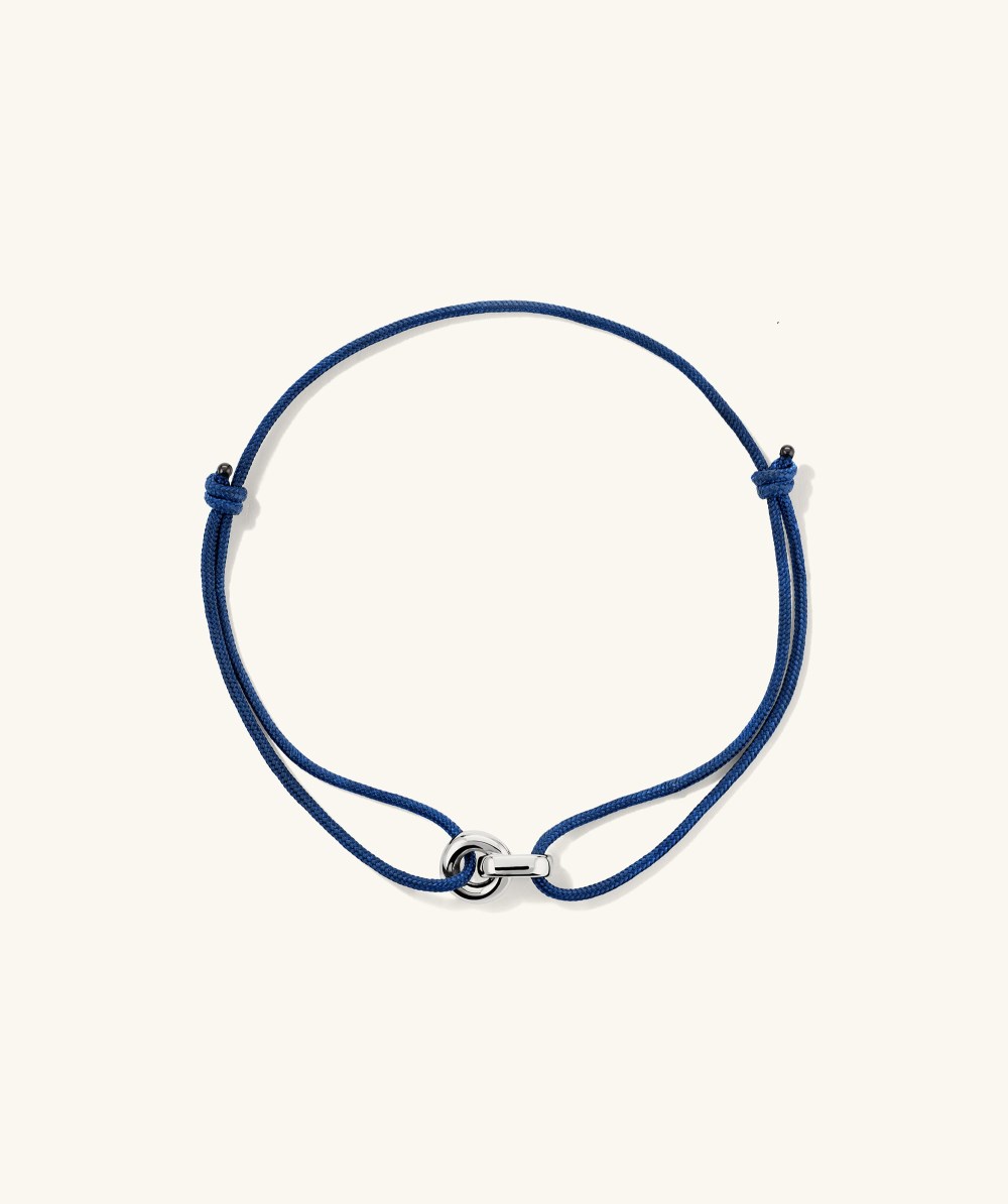 Mejuri Linked Cord Bracelet - Sterling Silver, Green Cord Canada Store